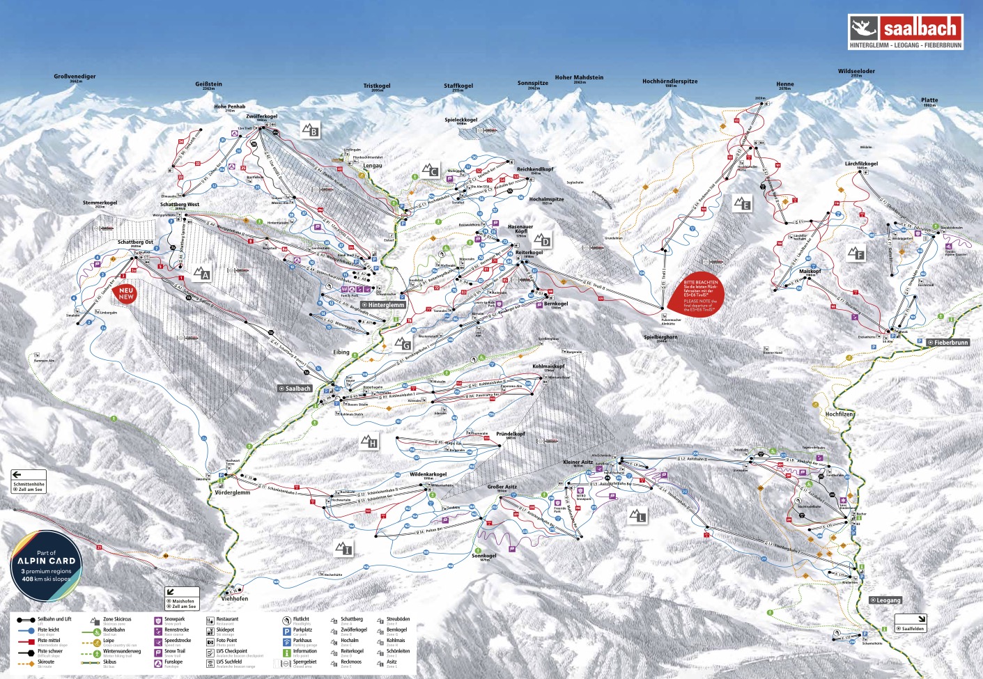 Saalbach Hinterglemm pistkarta